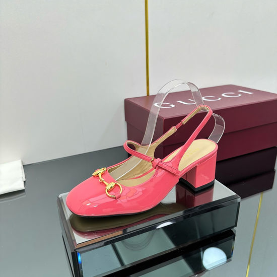 Gucci Patent Leather Block Heel Slingback Mary Jane Shoes