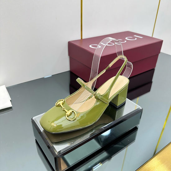 Gucci Patent Leather Block Heel Slingback Mary Jane Shoes