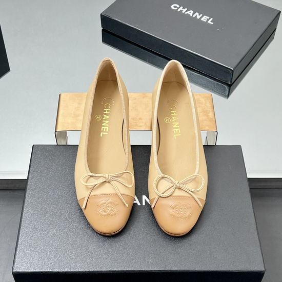 Chanel Classic Two Tone Sheepskin Slingback Ballet Flats