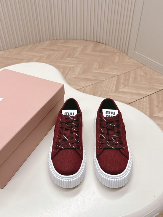 Miu Miu Thick Sole Casual Canvas Shoes with Comfortable Lining