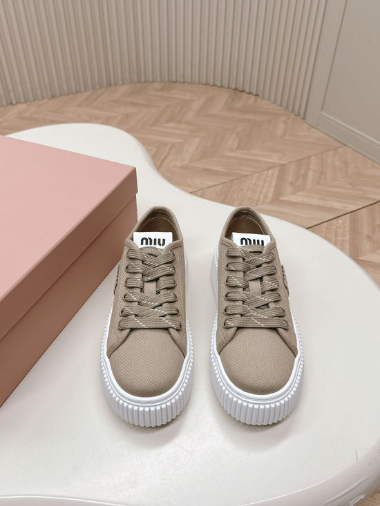 Miu Miu Thick Sole Casual Canvas Shoes with Comfortable Lining