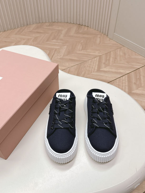 Miu Miu Thick Sole Casual Canvas Shoes with Comfortable Lining