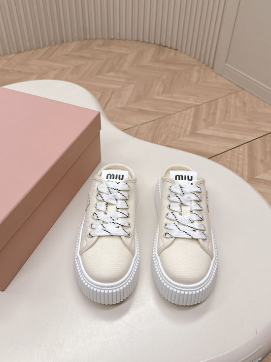 Miu Miu Thick Sole Casual Canvas Shoes with Comfortable Lining