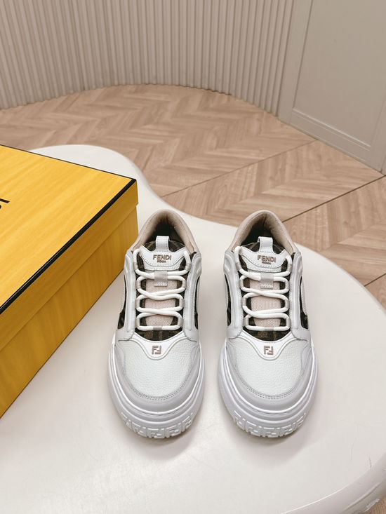 Fendi Premium Leather Low-top Sneakers with Classic Emblem Design