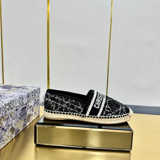 Christian Dior CD Classic Espadrille Flats with Comfortable Woven Sole