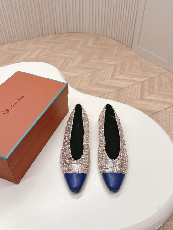 Loro Piana Knit Pointed Toe Loafers Minimalist Comfortable Stylish All-match Leather Shoes