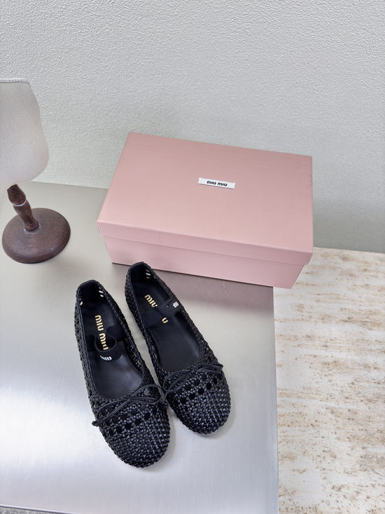 Miu Miu Classic Hand-Woven Mary Jane Flats