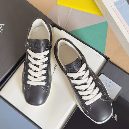 Prada Nappa Leather Casual Sneakers with Thick Rubber Sole
