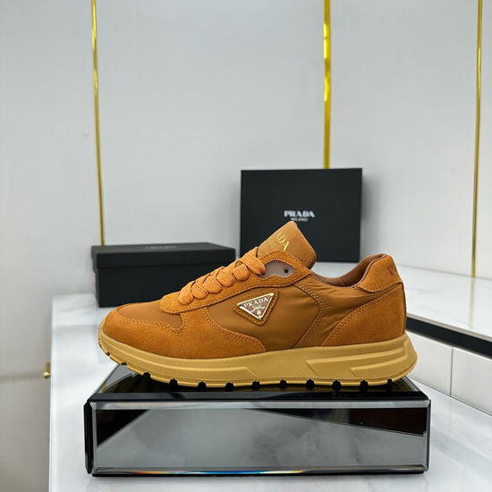 Prada Color Block Suede Casual Sneakers with Signature Logo
