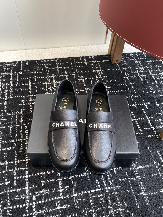 Chanel Elegant Buckle Decor Loafer Slides Premium Leather Upper