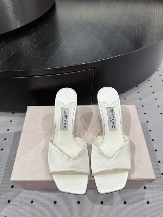 Jimmy Choo Silk Upper Mid Heel Elegant Classic Footwear