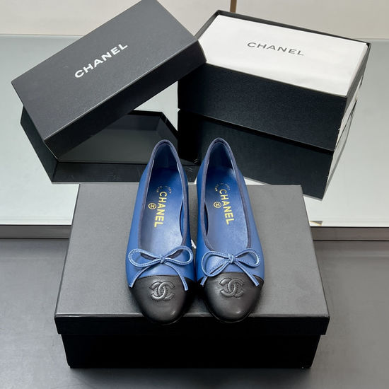 Chanel Classic Two Tone Sheepskin Slingback Ballet Flats