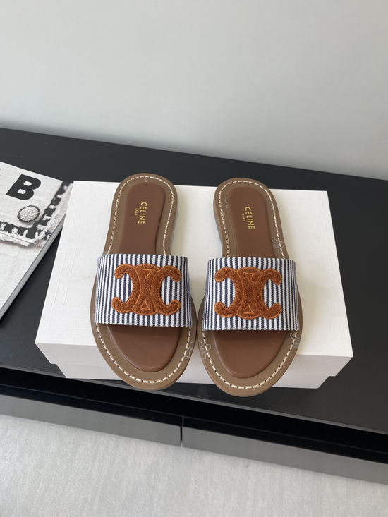 Celine Vintage Open Toe Flat Roman Style Casual Sandals
