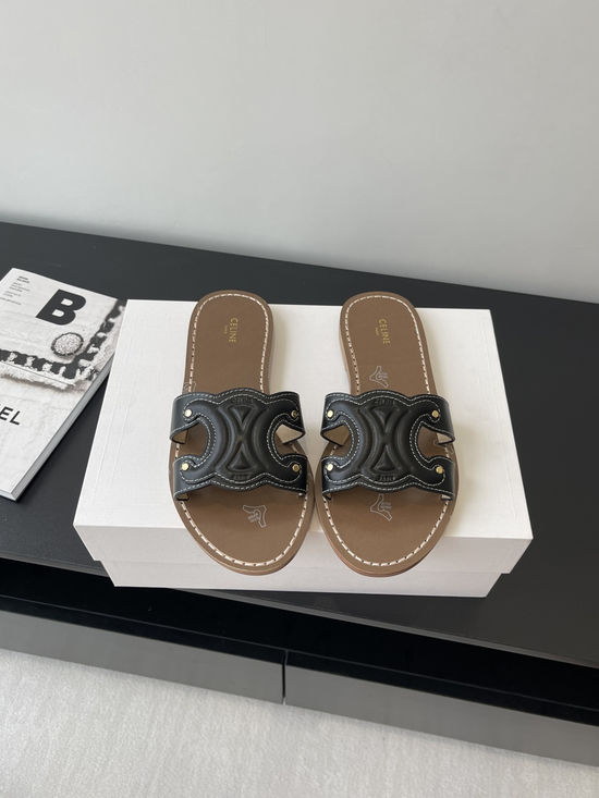 Celine Vintage Open Toe Flat Roman Style Casual Sandals