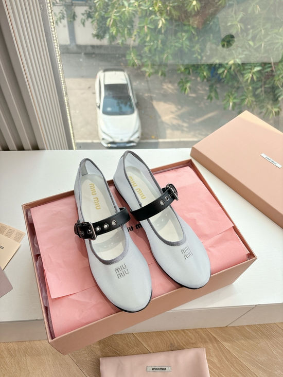 Miu Miu Woven Mesh Bow Ballet Flat Loafer Shoes