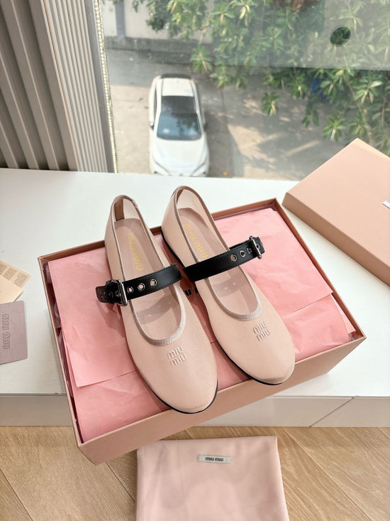 Miu Miu Woven Mesh Bow Ballet Flat Loafer Shoes