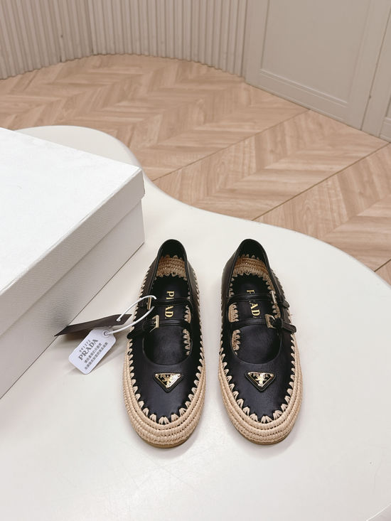 Prada Classic Braided Mary Jane Shoes with Artistic Charm