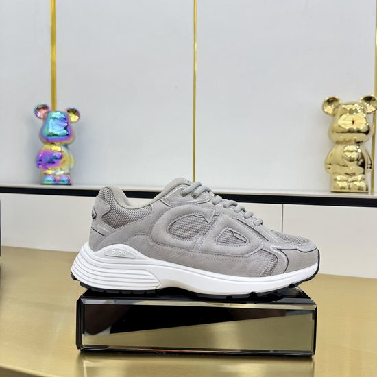Christian Dior CD Stitched Leather Mesh Sneakers With Non-slip Thick Sole