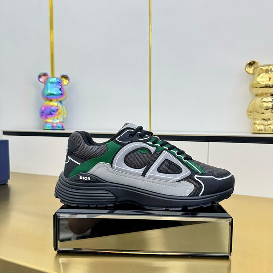 Christian Dior CD Stitched Leather Mesh Sneakers With Non-slip Thick Sole