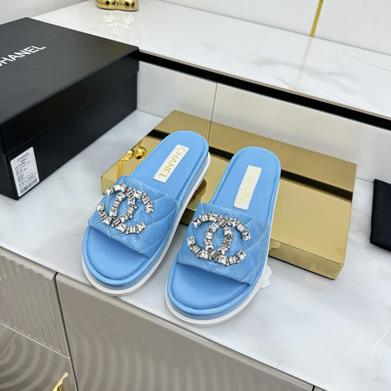 Chanel Rhinestone Decor Colorful Casual Flat Slides