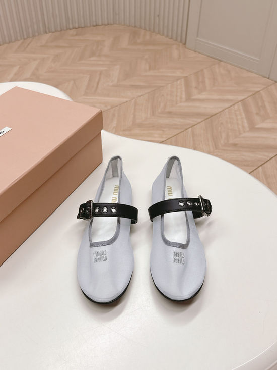 Miu Miu Mesh Upper Ballet Flats Non-slip Soft Sole Daily Wear Shoes