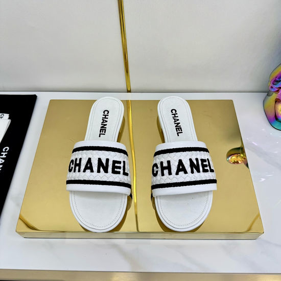 Chanel Luxury Quilted Lambskin Slides With Genuine Leather Sole