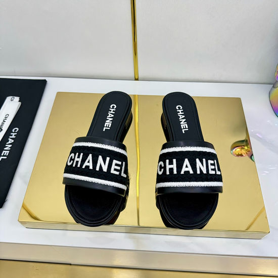 Chanel Luxury Quilted Lambskin Slides With Genuine Leather Sole