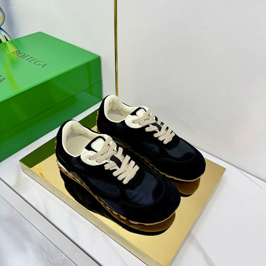 Bottega Veneta Vintage Suede Nylon Casual Sports Shoes With Woven Sole