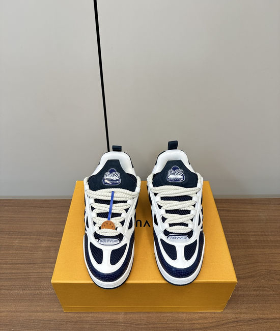 Louis Vuitton LV Premium Leather Retro Basketball Sneakers Comfortable Durable Sole