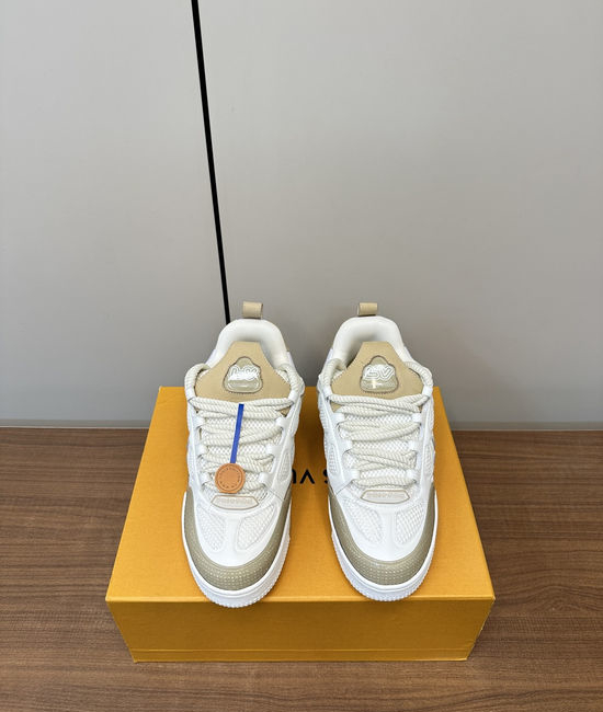 Louis Vuitton LV Premium Leather Retro Basketball Sneakers Comfortable Durable Sole