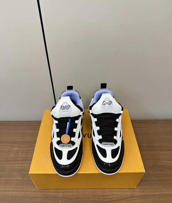 Louis Vuitton LV Premium Leather Retro Basketball Sneakers Comfortable Durable Sole