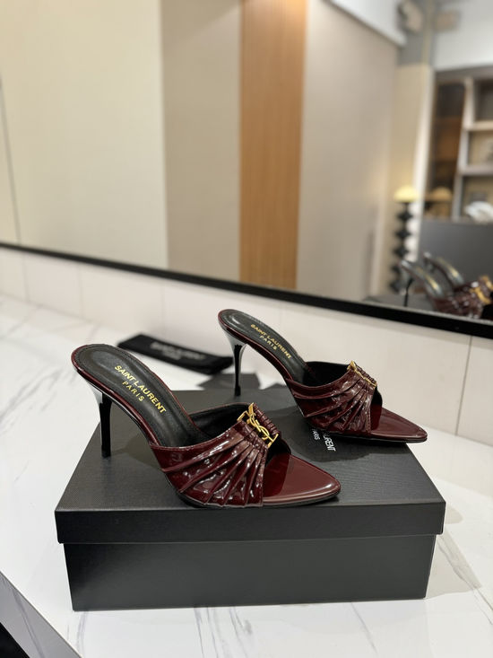 Yves Saint Laurent Shiny Rhinestone Pointed Toe Stiletto Heel Sandals