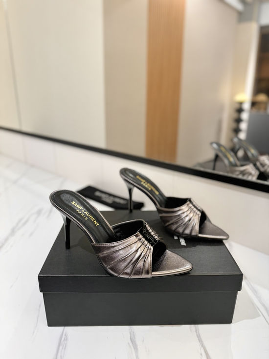Yves Saint Laurent Rhinestone Decor Pointed Toe High Heel Sandals