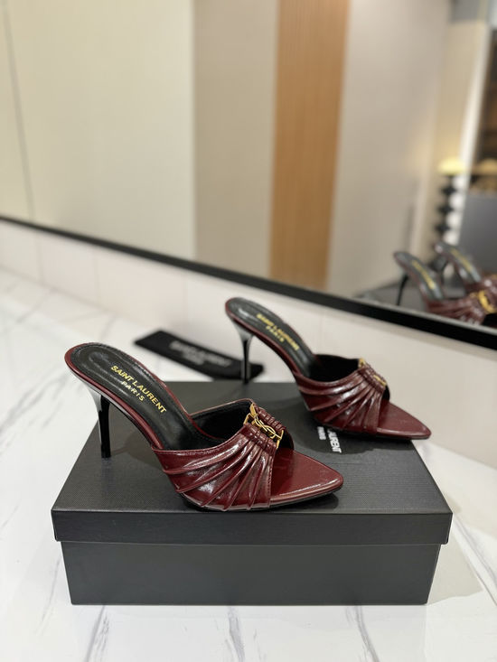 Yves Saint Laurent Rhinestone Embellished Pointed Toe Stiletto Heeled Sandals