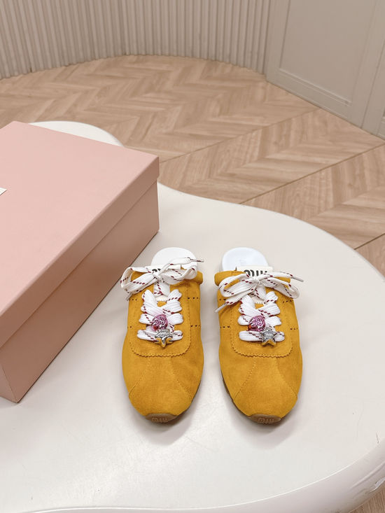 Miu Miu Soft Suede Slip-on Casual Mule Sneakers