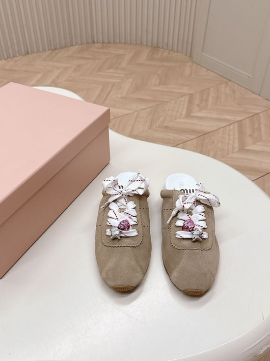 Miu Miu Soft Suede Slip-on Casual Mule Sneakers