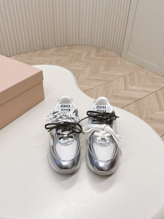 Miu Miu Vintage Chunky Sneakers Premium Leather Casual Footwear