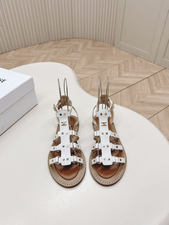 Celine Retro Roman Style Leather Casual Summer Sandals