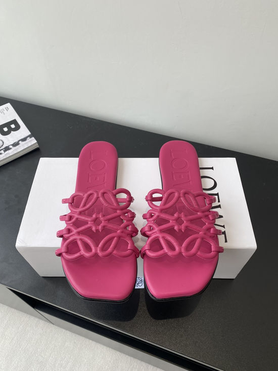 Loewe Printed Calfskin Slippers Sheepskin Insole Leather Sole