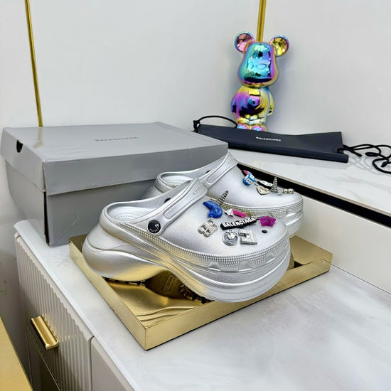 Balenciaga Chunky Platform Clogs with Silver Metal Accents