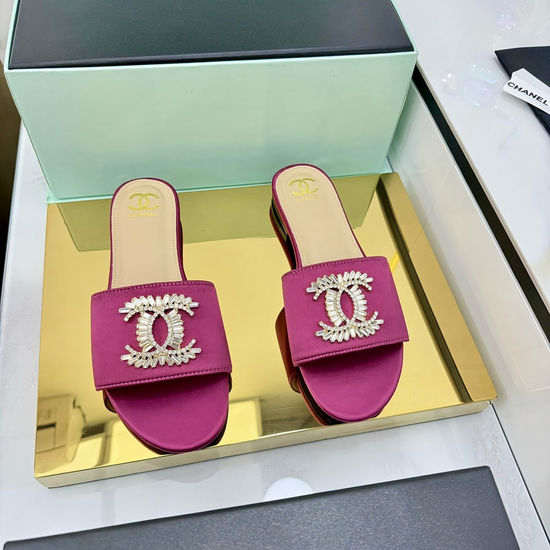 Chanel Classic Leather Slippers with Custom Logo Embellishment