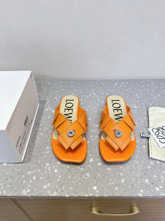 Loewe Button Decor Thong Slip On Flat Sandals