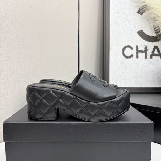 Chanel Quilted Cowhide Slides with Quality Leather Sole