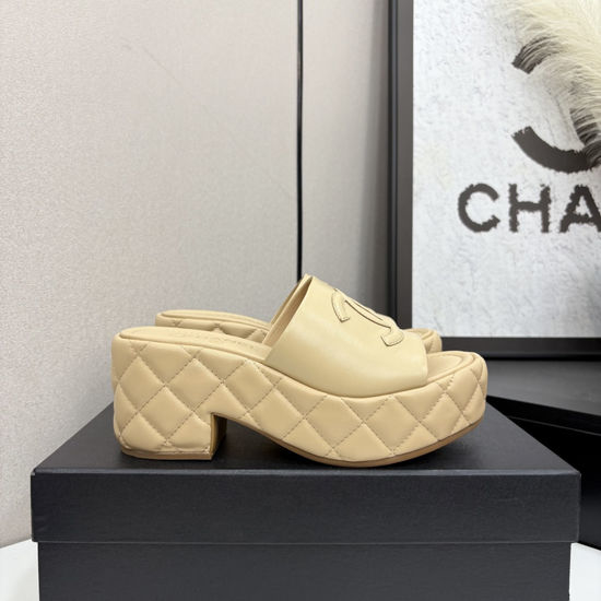 Chanel Quilted Cowhide Slides with Quality Leather Sole