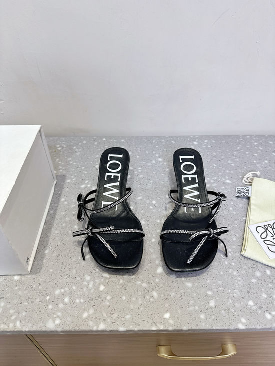 Loewe Elegant Kitten Heel Comfortable Bow Slides