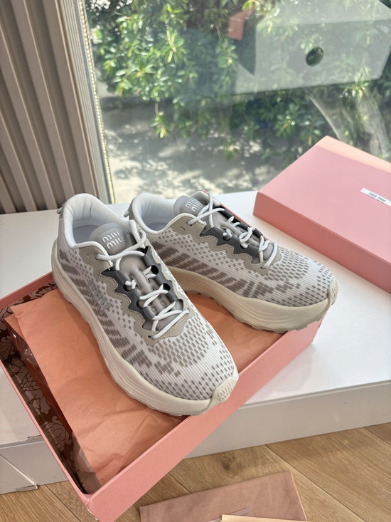 Miu Miu Platform Knit Sneakers Non-slip Thick Sole Casual Shoes