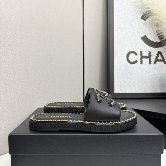 Chanel Premium Sheepskin Upper Slide Sandals Soft Lining Non-slip Sole