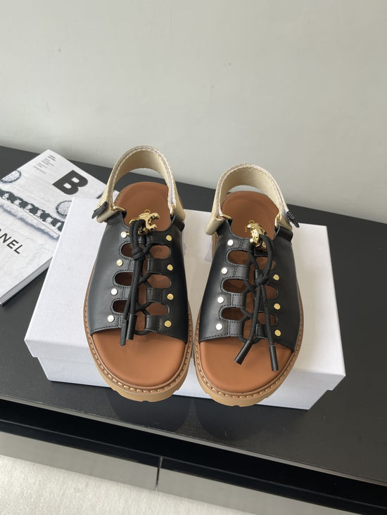 Celine Vintage Style Buckle Decorated Casual Summer Sandals