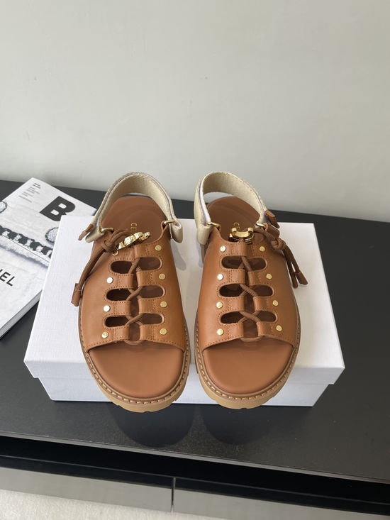 Celine Vintage Style Buckle Decorated Casual Summer Sandals