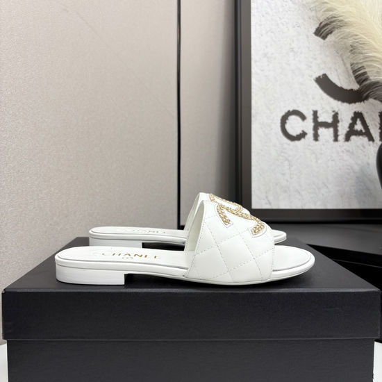 Chanel Premium Sheepskin Leather Sole Casual Slides